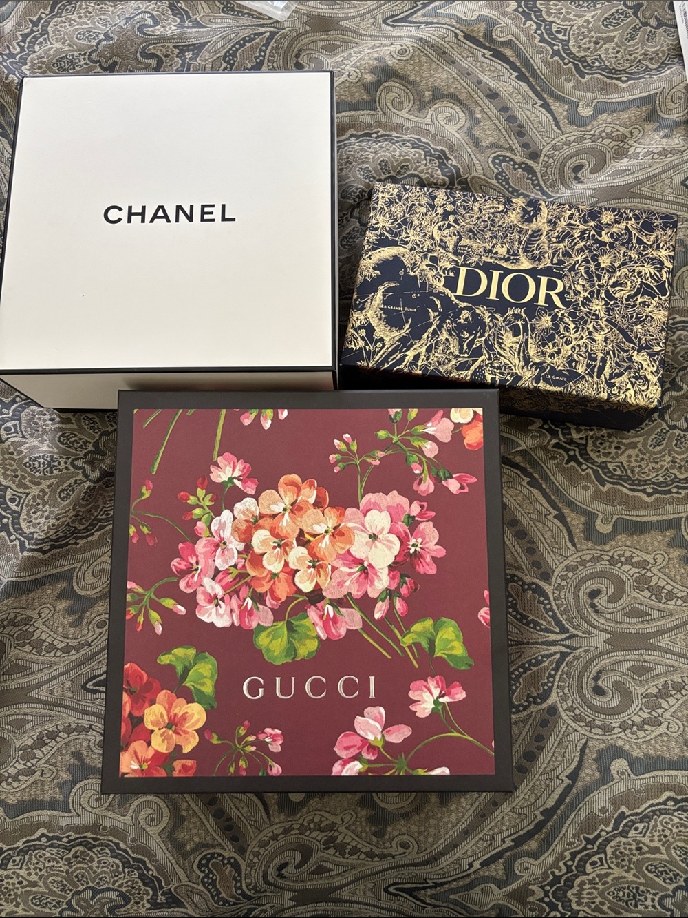 Gucci Floral Box with Chanel & Dior Boxes